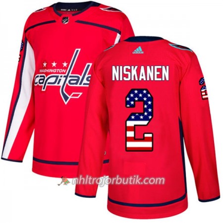 Män Ishockey Washington Capitals Tröja Matt Niskanen 2 Adidas 2017-2018 Röd USA Flag Fashion Authentic